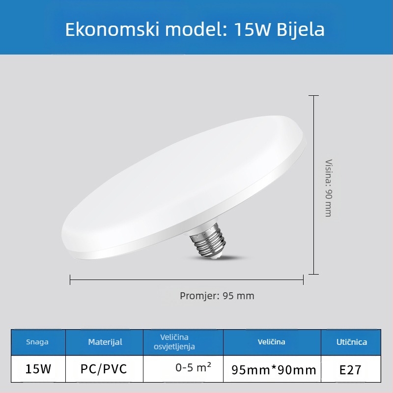LED žarulja s E27 priključkom, 1100 lm, 180° snop, 220V, vijek trajanja 10000 h