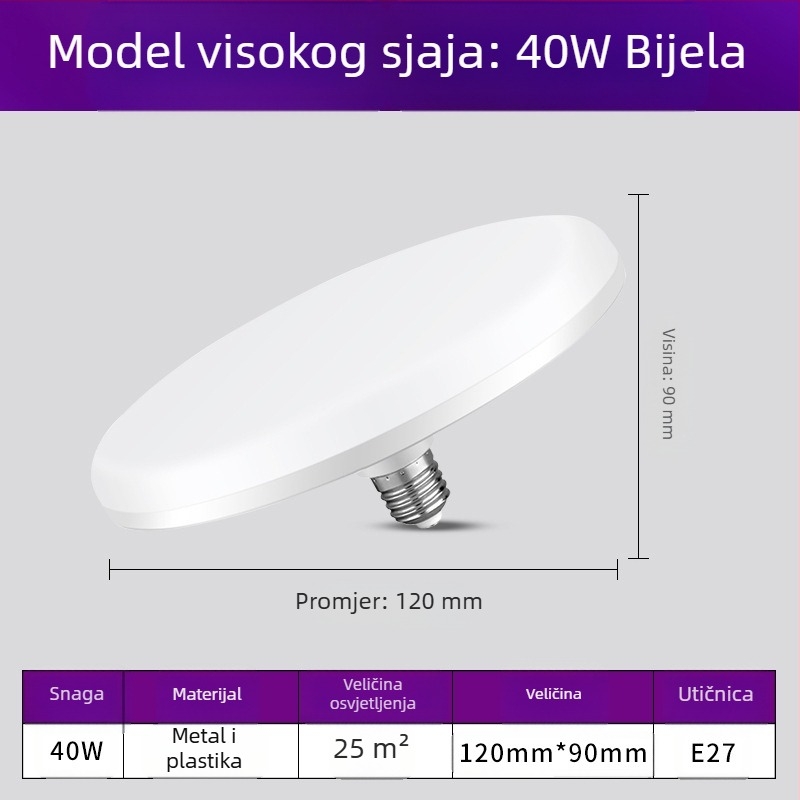 LED žarulja s E27 priključkom, 1100 lm, 180° snop, 220V, vijek trajanja 10000 h