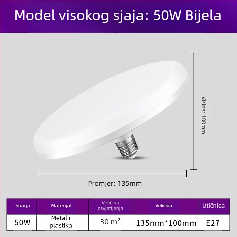 LED žarulja s E27 priključkom, 1100 lm, 180° snop, 220V, vijek trajanja 10000 h