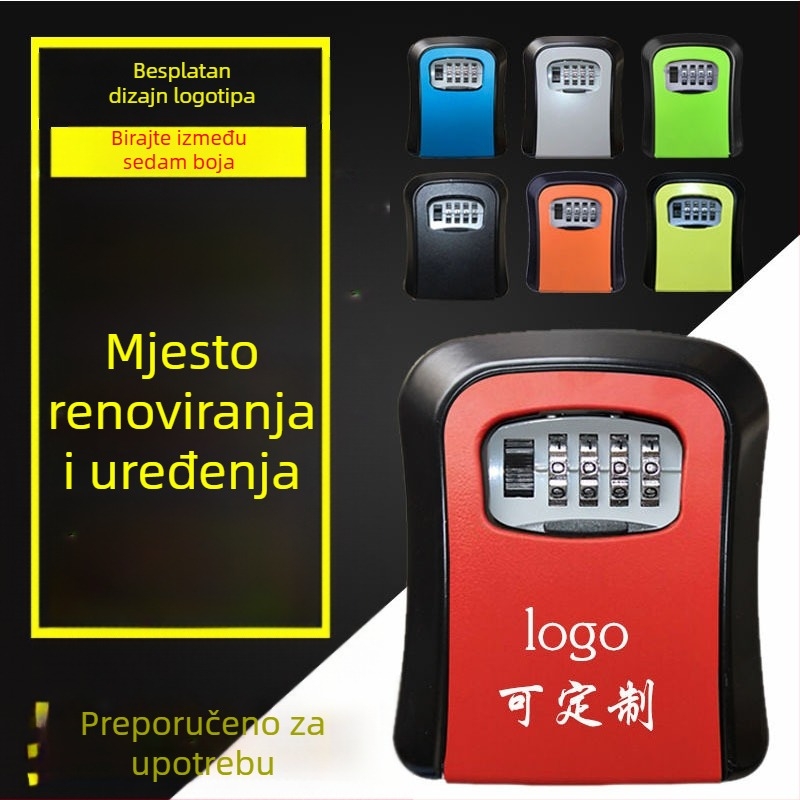 Zidna kutija za ključe s lozinkom, plastična, mehaničko zaključavanje, za ključeve i kartice; mogućnost logotipa