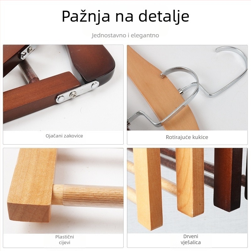 Xinchen drveni držač za šalove — moderni minimalistički stalak za šale, kravate i pojaseve, prilagodljiv