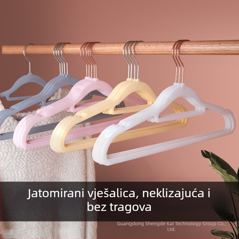 Flokirane neklizajuće vješalice, 10 komada — lagani luksuz za garderobu