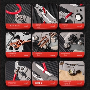 Sklopne kliješta za skidanje izolacije i krimpanje žica – električar, ručne, višefunkcionalne, Haoqi