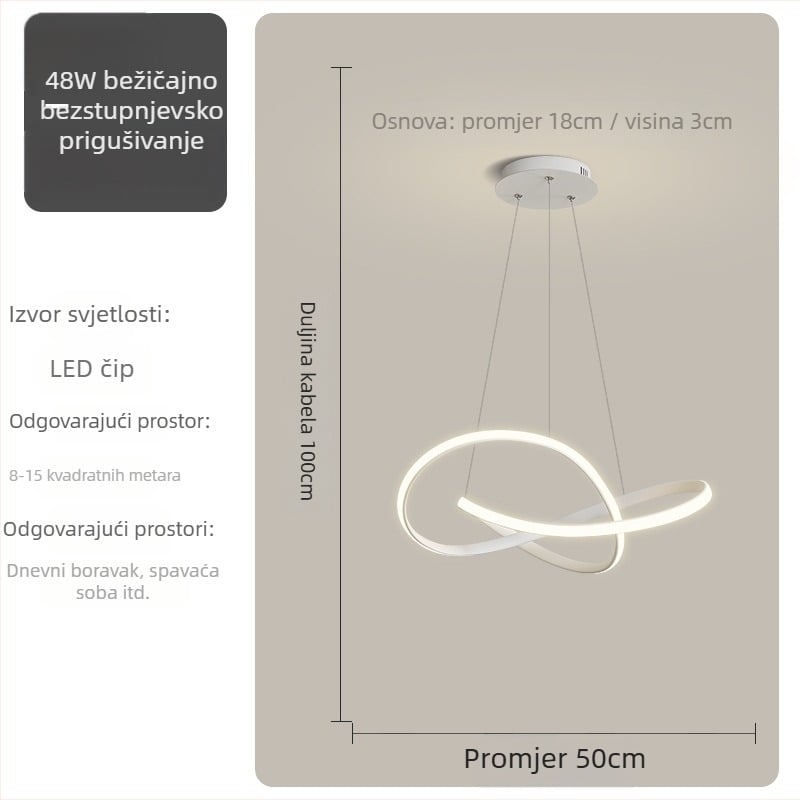 Viseća svjetiljka za blagovaonicu - moderna jednostavnost, metalno tijelo od željeza, akrilno sjenilo, LED rasvjeta