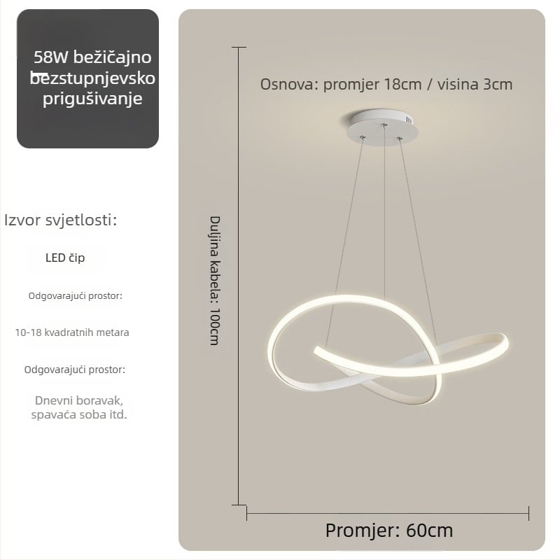 Viseća svjetiljka za blagovaonicu - moderna jednostavnost, metalno tijelo od željeza, akrilno sjenilo, LED rasvjeta