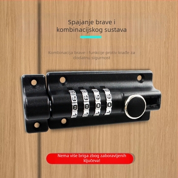 Zamka s lozinkom od cinkovog legura – bez bušenja, vodootporna i otporna na hrđu, vanjski čep za drvena vrata