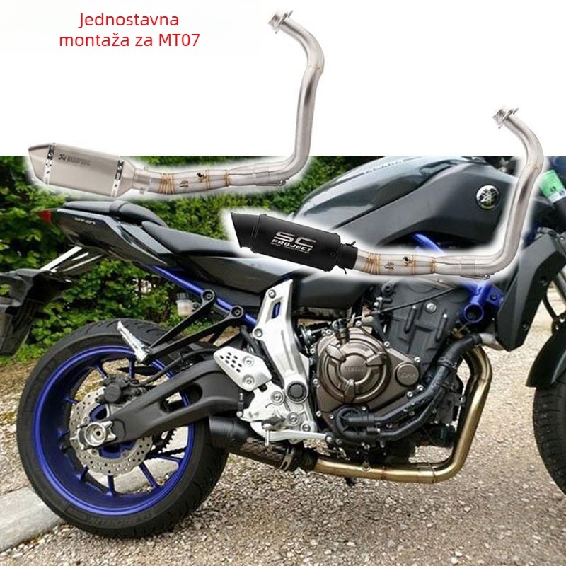 Modificirana ispušna cijev za MT07 motocikl, nehrđajući čelik, kompatibilan s MT07