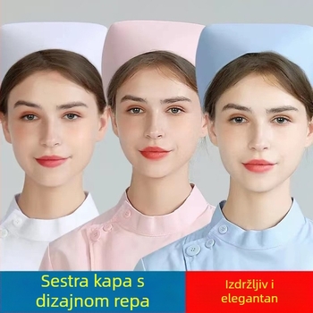 Kapa medicinske sestre - pamuk twill, jednobojna, široki obod, visoka kruna, za bolnicu
