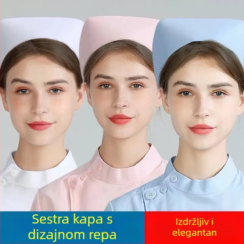 Kapa medicinske sestre - pamuk twill, jednobojna, široki obod, visoka kruna, za bolnicu