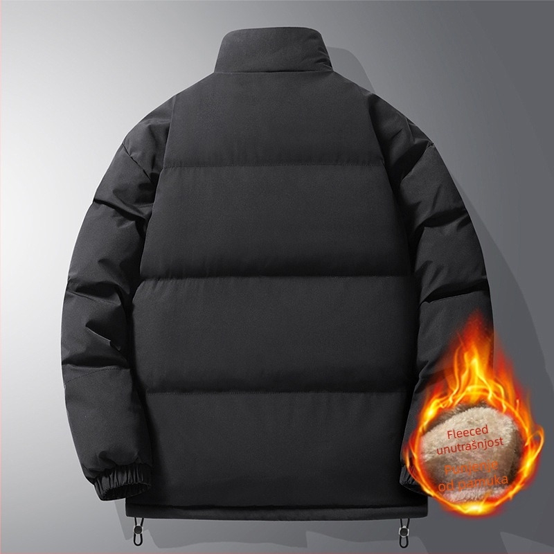 Muški kaput od poliestera s flis podstavom, stojeći ovratnik, zatvarač, ležeran kroj, zimska odjeća.