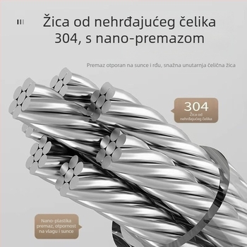 Vješalica za balkon za sušenje rublja, teleskopska, montaža bez bušenja, 304 nehrđajući čelik, ABS + aluminijska osnova