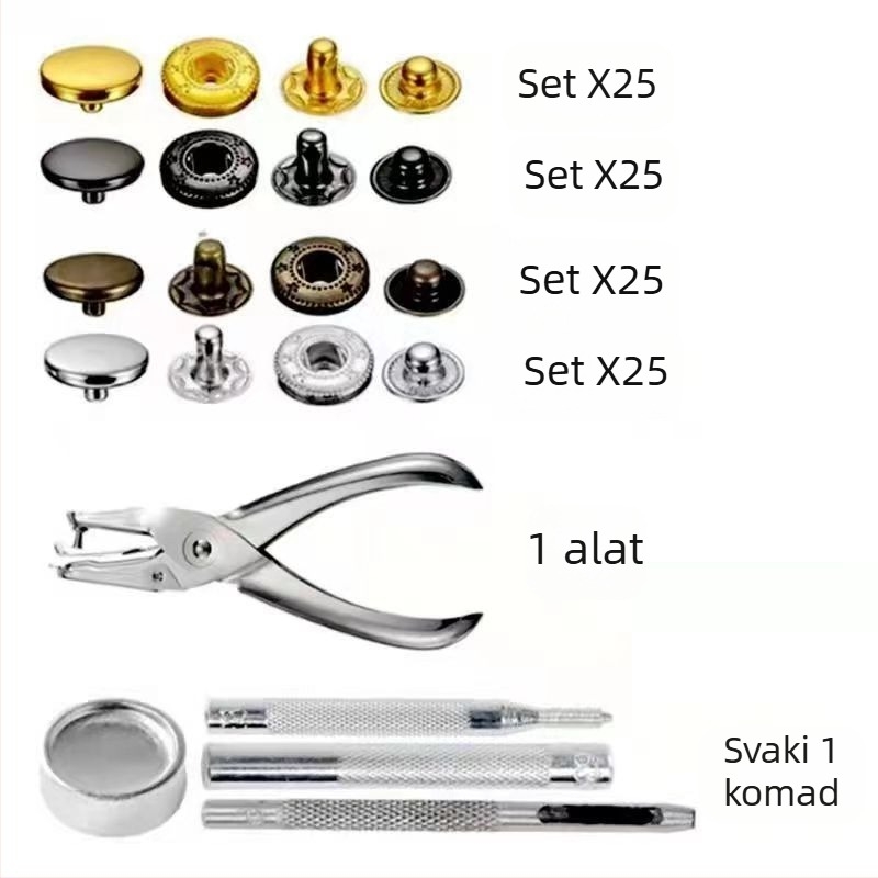 Phia Mjedeni metalni set gumba s četiri zatvarača, za kapute, hlače, dukseve (Materijal: Mjed; Struktura: Četiri zatvarača; Značka: Phia; Opseg primjene: Kaputi, Hlače, Duksevi)