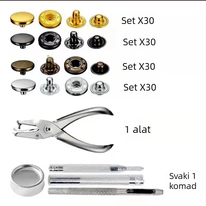 Phia Mjedeni metalni set gumba s četiri zatvarača, za kapute, hlače, dukseve (Materijal: Mjed; Struktura: Četiri zatvarača; Značka: Phia; Opseg primjene: Kaputi, Hlače, Duksevi)