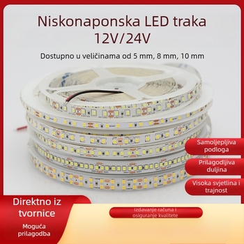 Ljepljiva LED traka, 24V, visoka svjetlost, niskim naponom, potpuno spektrum, 120 LED dioda, 8 mm, 2835 LED čestice, linearno unutarnje osvjetljenje