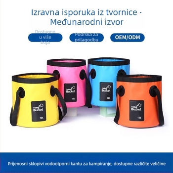 Sklopiva vodootporna kanta za kampiranje i ribolov, kapacitet 12L/20L, tkanina od PVC mreže 500D