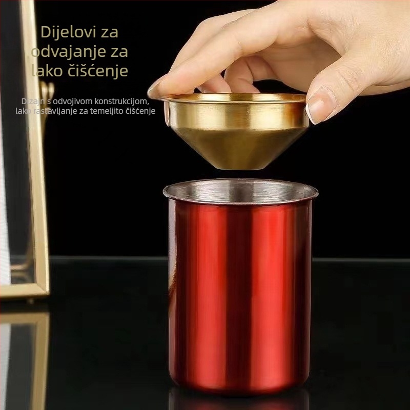 Nerđajući čelični pepeljara s poklopcem, oblik lijevke – za dom i ured, sprječava rasipanje pepela