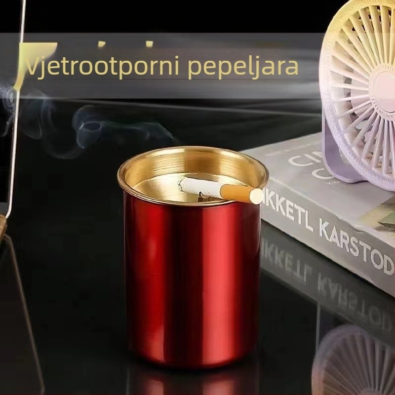 Nerđajući čelični pepeljara s poklopcem, oblik lijevke – za dom i ured, sprječava rasipanje pepela