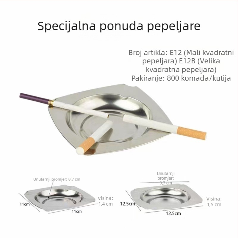 Nerđajući čelični pepeljara s poklopcem, oblik lijevke – za dom i ured, sprječava rasipanje pepela