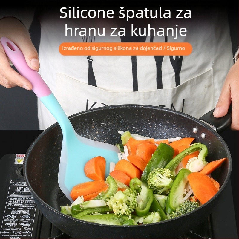 Leban silikonska kuhinjska špatula — silikon za hranu, otporna na visoke temperature, neprijanjajuća, protusklizna, zaštita od opeklina