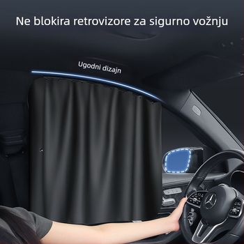 Zavjesa za stražnje bočne prozore automobila s tračnicom, neprozirna poliester tkanina, univerzalna prilagodba, viseći tip
