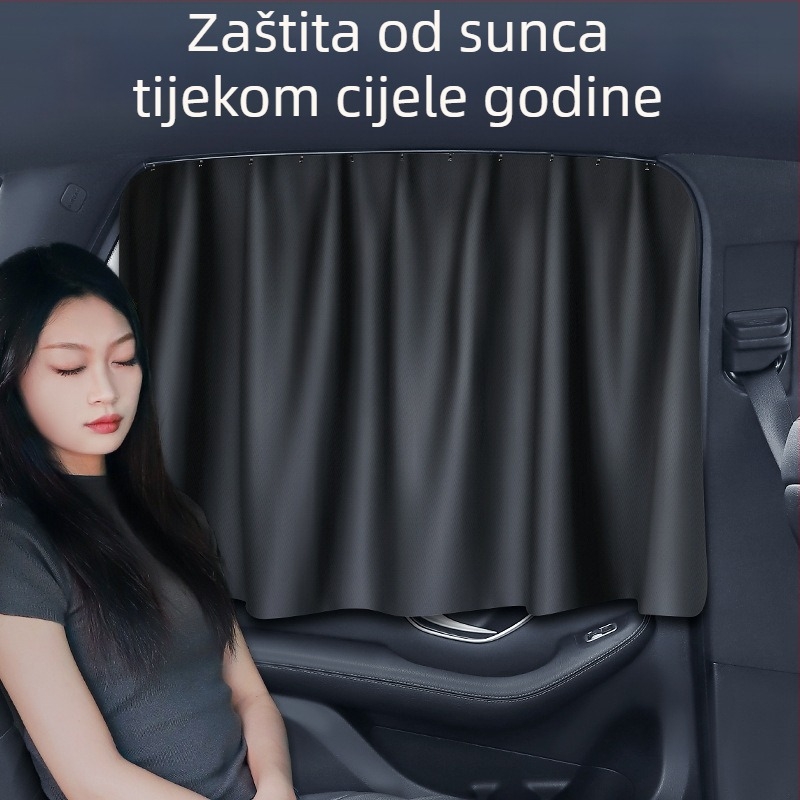 Zavjesa za stražnje bočne prozore automobila s tračnicom, neprozirna poliester tkanina, univerzalna prilagodba, viseći tip