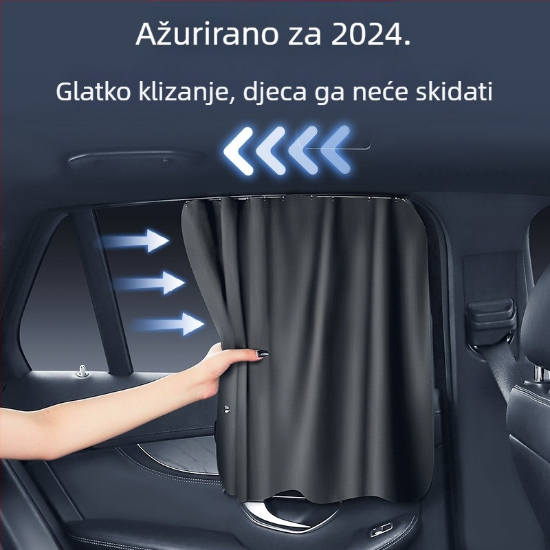 Zavjesa za stražnje bočne prozore automobila s tračnicom, neprozirna poliester tkanina, univerzalna prilagodba, viseći tip