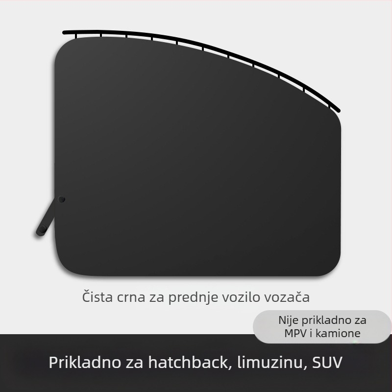 Zavjesa za stražnje bočne prozore automobila s tračnicom, neprozirna poliester tkanina, univerzalna prilagodba, viseći tip