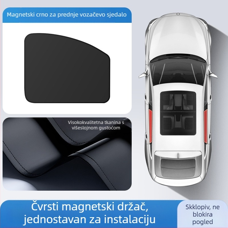 Zavjesa za stražnje bočne prozore automobila s tračnicom, neprozirna poliester tkanina, univerzalna prilagodba, viseći tip