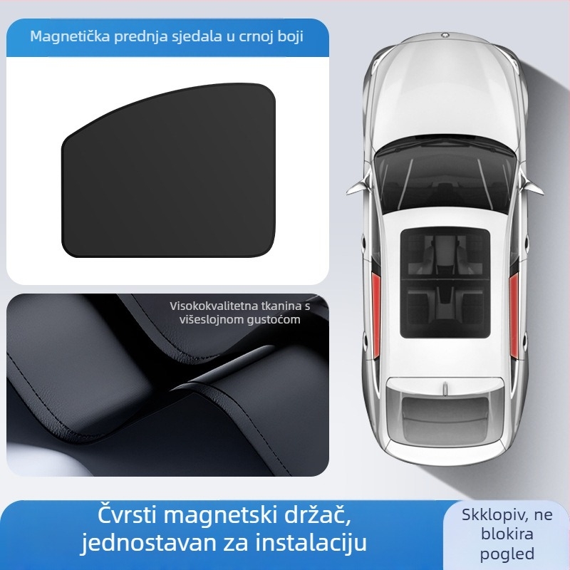 Zavjesa za stražnje bočne prozore automobila s tračnicom, neprozirna poliester tkanina, univerzalna prilagodba, viseći tip