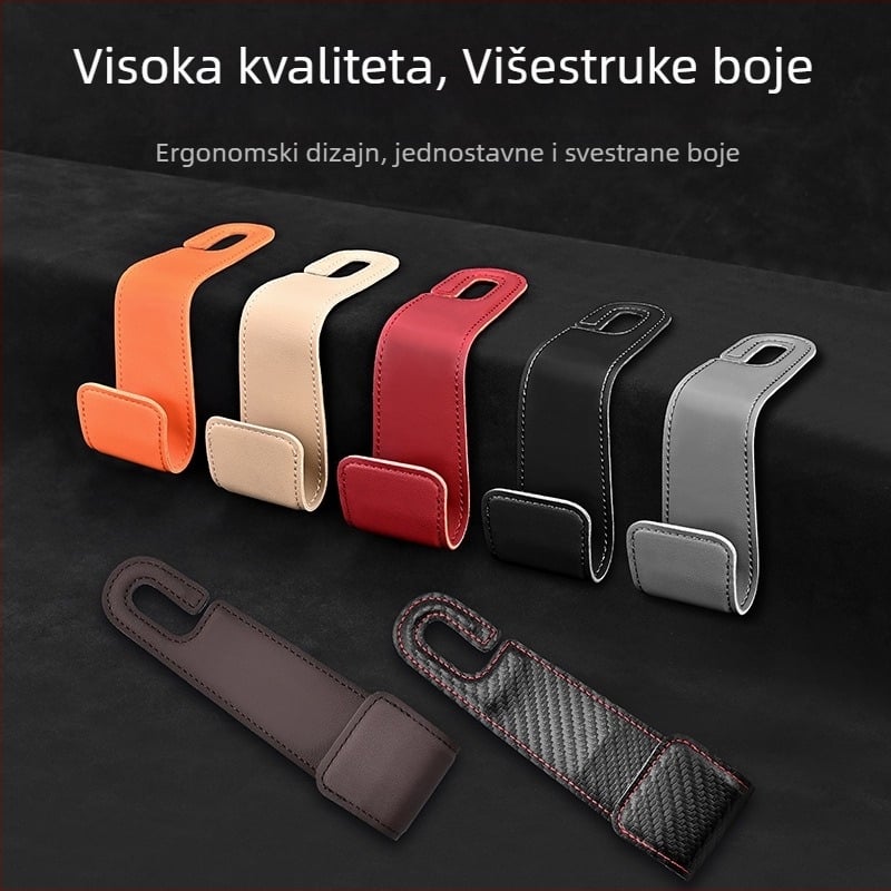 Automobilski dodaci: sklopiva jastučnica za stražnju sjedalu s skrivenim kukama – koža + metal (Marka: The further in, the better; Materijal: Koža + Metal; Podrijetlo: Guangzhou; Model: 576 kuka)