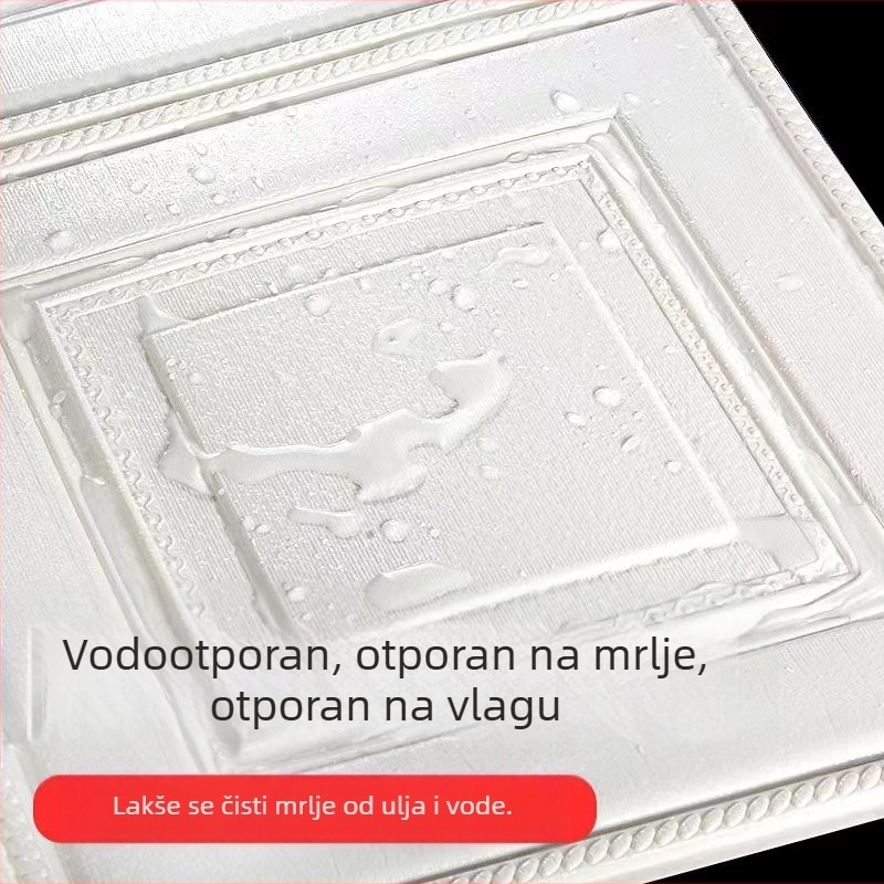 3D samoljepljiva zidna naljepnica, XPE pjena jezgro, drvena tekstura, kvadratni uzorak, pozadina dnevnog boravka