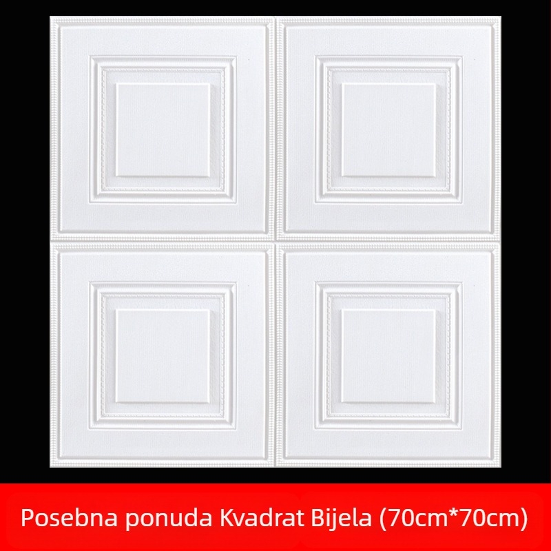 3D samoljepljiva zidna naljepnica, XPE pjena jezgro, drvena tekstura, kvadratni uzorak, pozadina dnevnog boravka