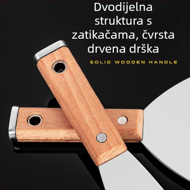 Japanski stil debeli nož za špachtanje od nehrđajućeg čelika, drška od bukovine, tip plosnoga noža, za kućnu dekoraciju i čišćenje podova