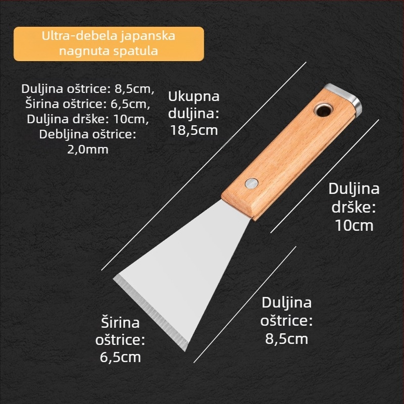 Japanski stil debeli nož za špachtanje od nehrđajućeg čelika, drška od bukovine, tip plosnoga noža, za kućnu dekoraciju i čišćenje podova
