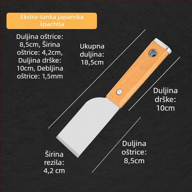 Japanski stil debeli nož za špachtanje od nehrđajućeg čelika, drška od bukovine, tip plosnoga noža, za kućnu dekoraciju i čišćenje podova