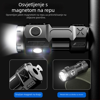 TANJE ABS LED baterijska svjetiljka s ugrađenom 14500 litijskom baterijom, Type-C punjenje, 360° rotacija, domet 200–500 m