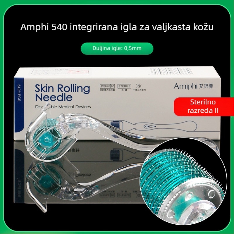 Emmawife mikroneedle facial roller – ne-sterilni uređaj za pomlađivanje lica i poticanje rasta kose, unaprijeđen materijal niskopropusnog modela, tvrdoća srednje tvrdo, odobrenje: Susu equipment № 20200094.