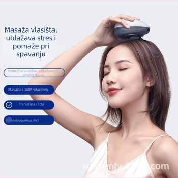 Uređaj za masažu ramena, vrata i vlasišta s vodootpornom glavom, USB napajanje, model sCalp mini-T, tehnike masaže: masaža, akupresura, gniječenje