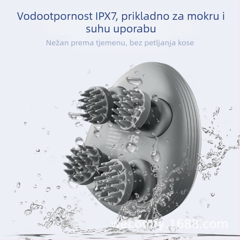 Uređaj za masažu ramena, vrata i vlasišta s vodootpornom glavom, USB napajanje, model sCalp mini-T, tehnike masaže: masaža, akupresura, gniječenje