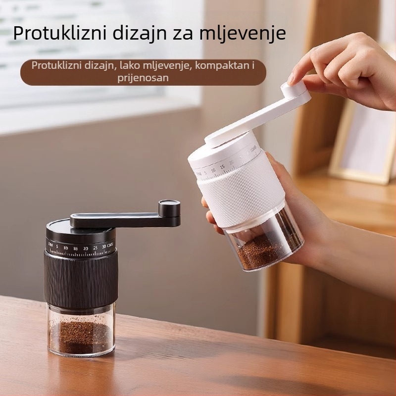 Ručni mlin za kavu s ručnim pogonom za kućnu upotrebu – moderan minimalistički dizajn, prilagodljivo preradi