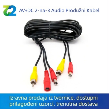 Auto AV/DC produžni kabel s Lotus glavom 2→3, PVC omotač, ROHS certificiran