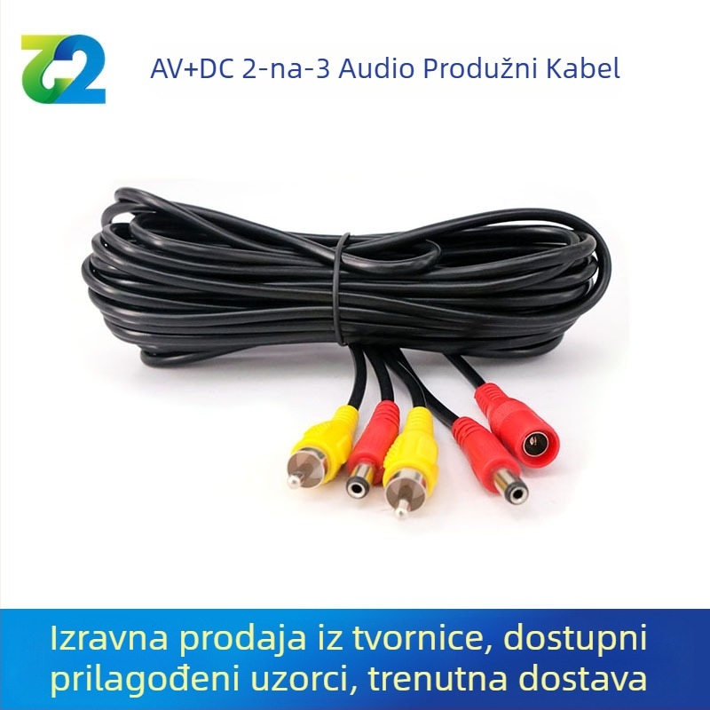 Auto AV/DC produžni kabel s Lotus glavom 2→3, PVC omotač, ROHS certificiran