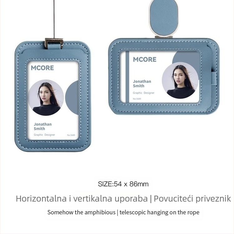 Kožni držač kartice za radnu iskaznicu, moderan minimalistički stil