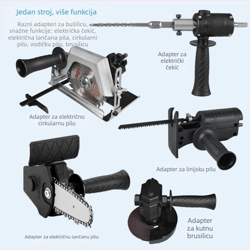 Višenamjenski set nastavaka za električne alate (Materijal: ABS + metal; Kompatibilan s ručnim bušilama, kružnim pilama, čekićima, reciprocima, lančanim pilama i kutnim brusilicama)