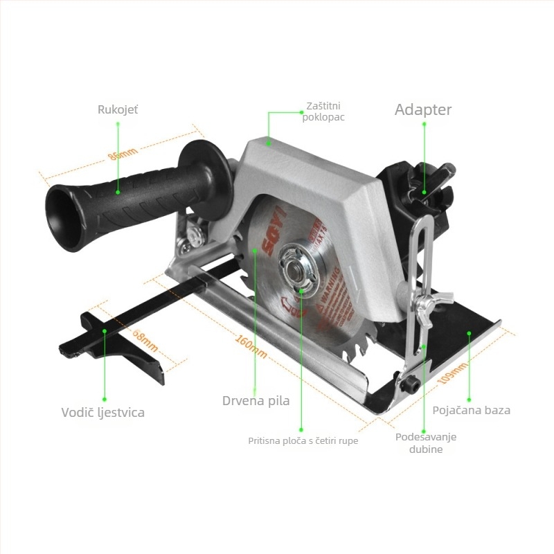 Višenamjenski set nastavaka za električne alate (Materijal: ABS + metal; Kompatibilan s ručnim bušilama, kružnim pilama, čekićima, reciprocima, lančanim pilama i kutnim brusilicama)