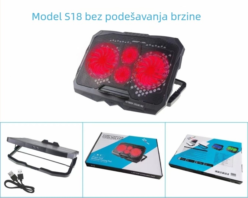 Chladič za notebook N98 s 4-stupanjskim reguliranim ventilatorom, plastična baza
