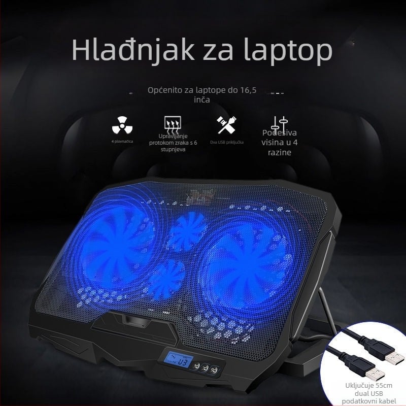 Chladič za notebook N98 s 4-stupanjskim reguliranim ventilatorom, plastična baza