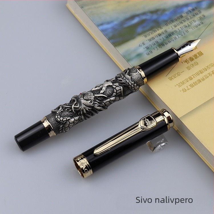 Jinhao Xianglong nalivpero – luksuzno metalno kućište, zmaj i feniks, potpisno pero