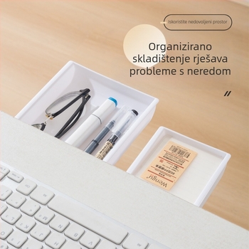 Kutija za pohranu ispod stola s poklopcem, PP plastika, 1L kapacitet, izvučni dizajn