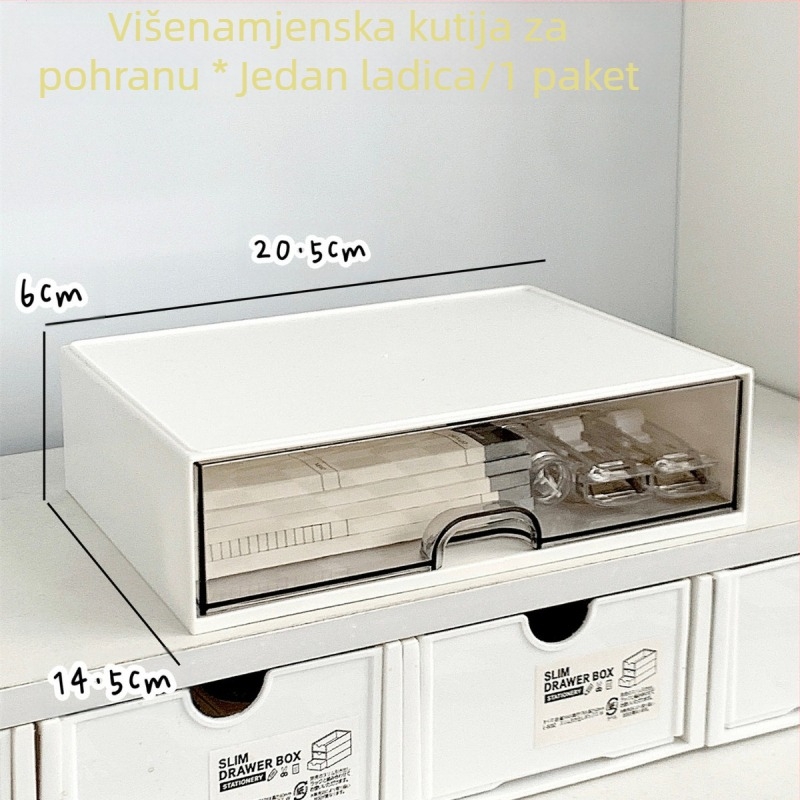 Stolna kutija za pohranu s prozirnim stohovljivim ladicama, organizator otporan na prašinu (plastika, HIPS+PS) Model W1810/W1820